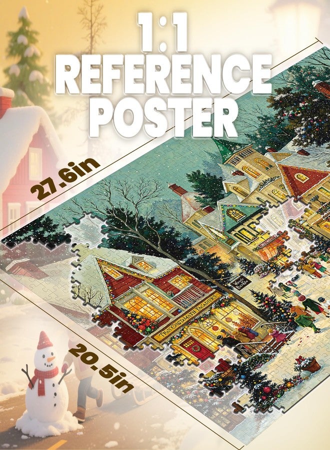 lamplig Christmas Puzzles for Adults 1000 Pieces, Winter Holiday Snow Town, 1000 Piece Puzzle for Adults Seniors, Christmas Vacation Jigsaw Puzzles with Letters on Back, Fun Gifts Decor, 1:1 Poster - Image 4